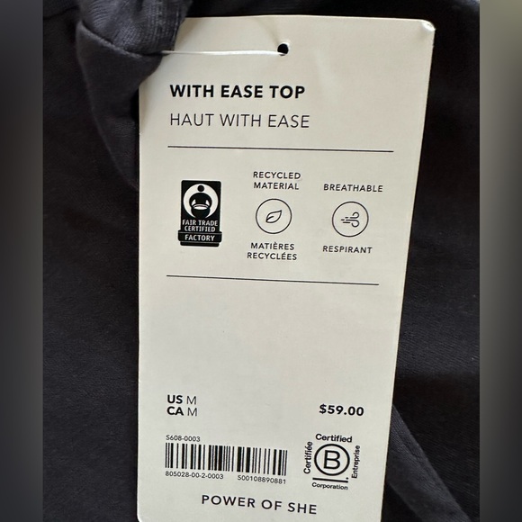 NWT Athleta With Ease Top. Black, Size Medium - Picture 7 of 8